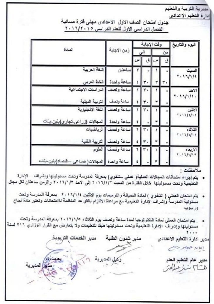 محافظة اسوان : جدول ومواعيد امتحانات الترم الاول لجميع المراحل ( ابتدائى ـ اعدادى – ثانوى ) 2016 محافظة اسوان : جدول ومواعيد امتحانات الترم الاول لجميع المراحل ( ابتدائى ـ اعدادى – ثانوى ) 2016
