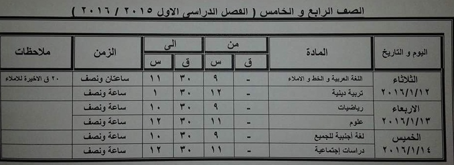 ننشر جدول امتحانات الشهادة الابتدائيه والاعداديه والثانويه 2016 الترم الاول محافظة كفر الشيخ ننشر جدول امتحانات الشهادة الابتدائيه والاعداديه والثانويه 2016 الترم الاول محافظة كفر الشيخ